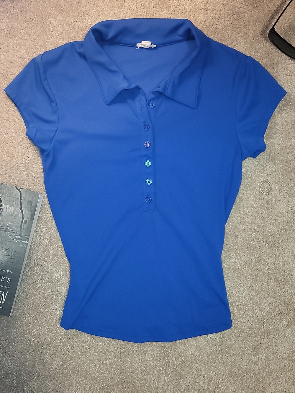 Garage Royal Blue Button-Down Polo Top